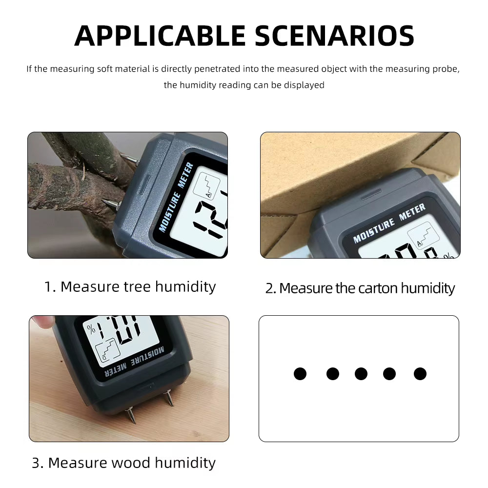 Construction Wood Moisture Meter, 2-Pin Digital Tester 0-99.9% – image 5