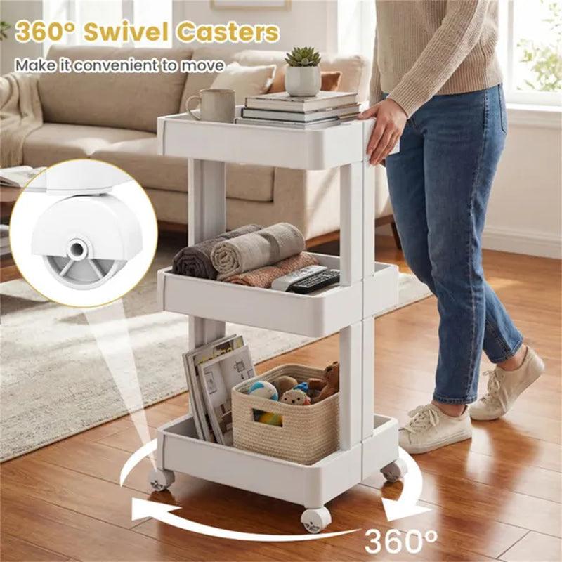 Rolling Storage Cart, 3-Tier with Ventilated Trays, 15.5x14.5x30 in – image 4