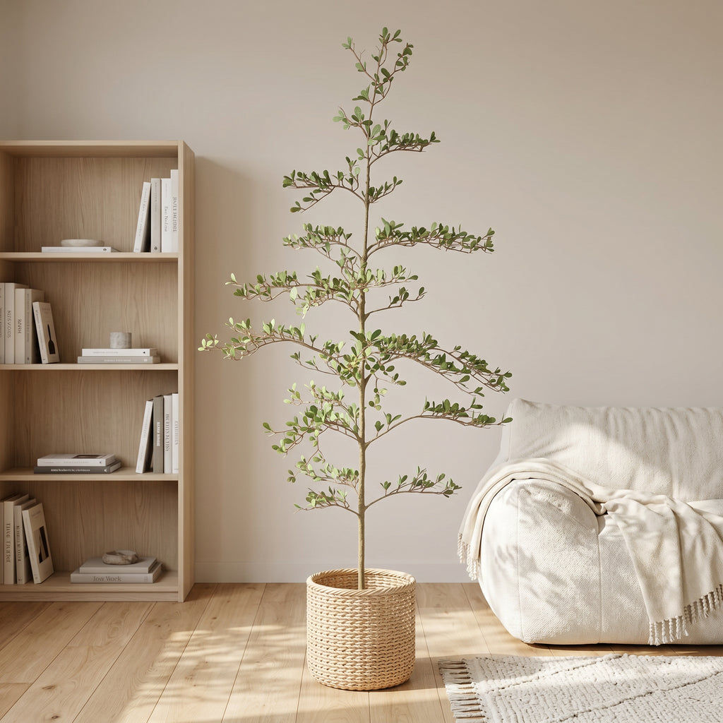6 Ft Faux Olive Tree in Weighted Black Pot – image 2
