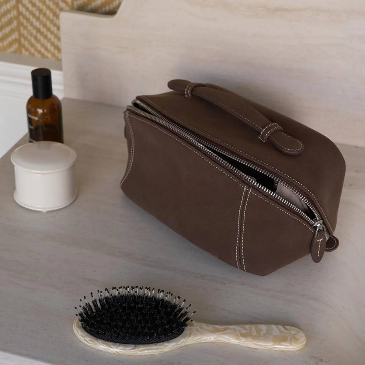 Flat Lay Makeup Bag, PU Leather Travel Cosmetic Organizer – image 4