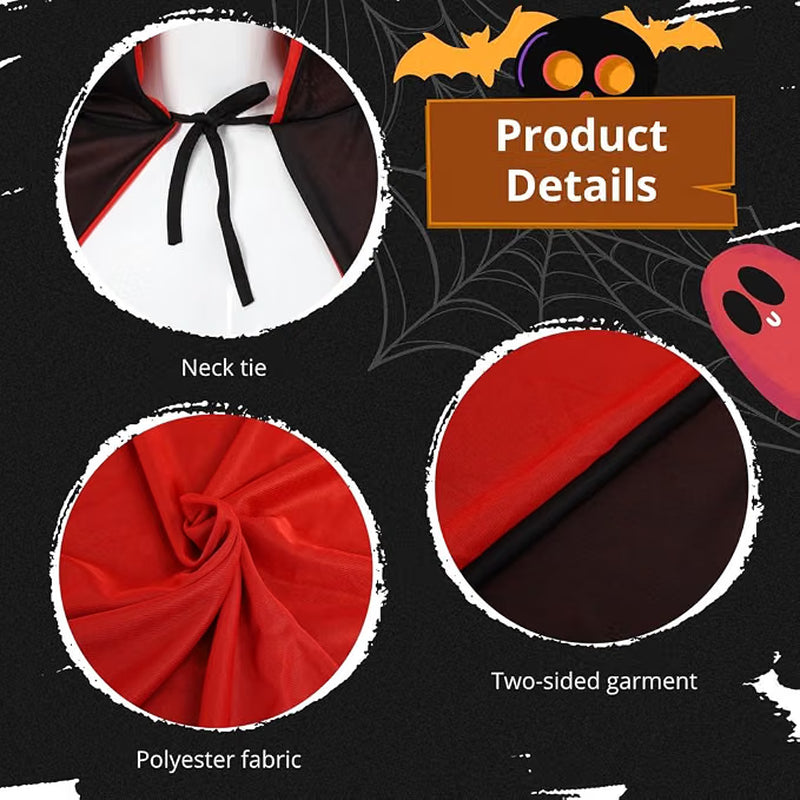 Vampire Cloak for Adults – Reversible Black and Red Hooded Cape – image 3