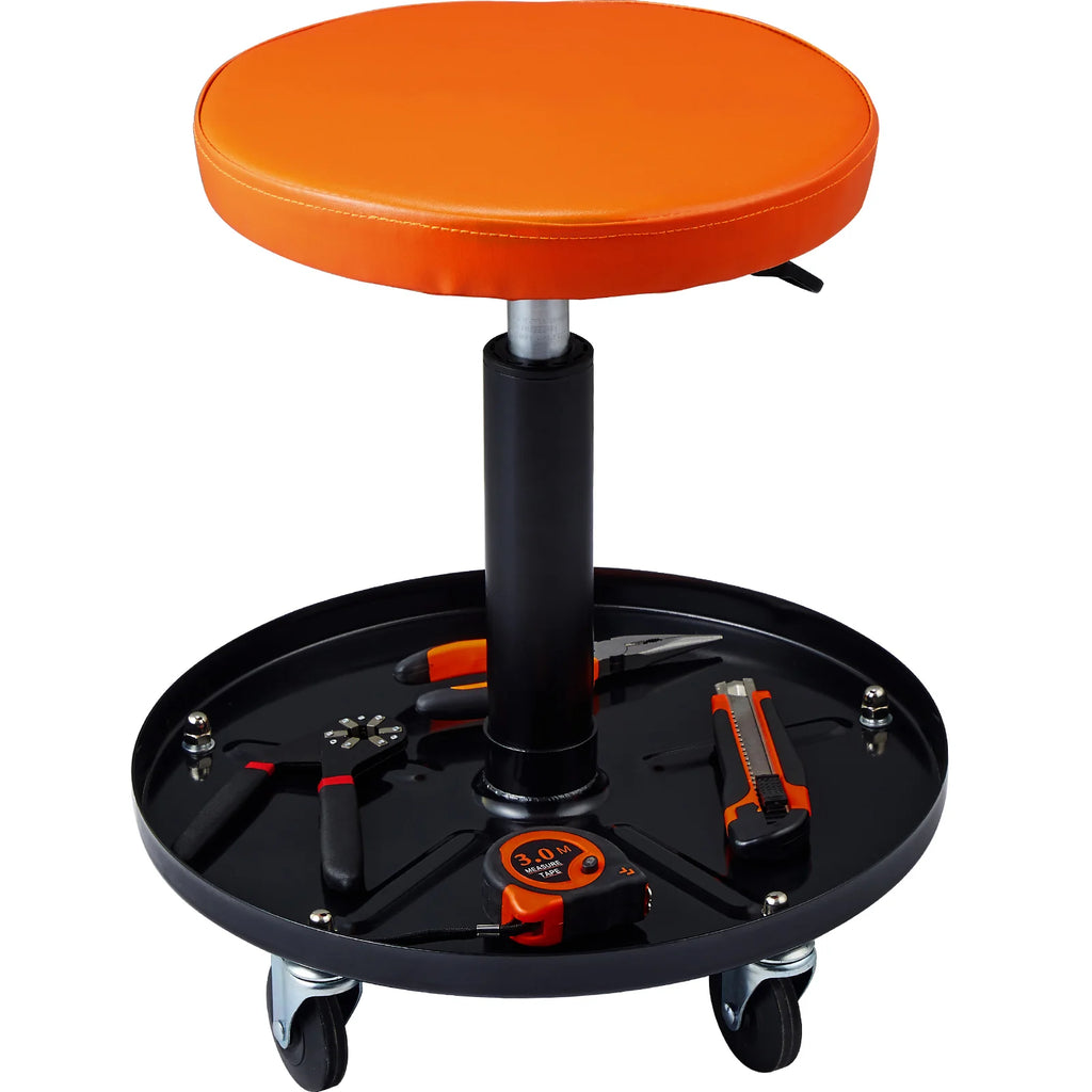 Rolling Mechanic Stool, Pneumatic Height-Adjustable Seat with Tray – image 9