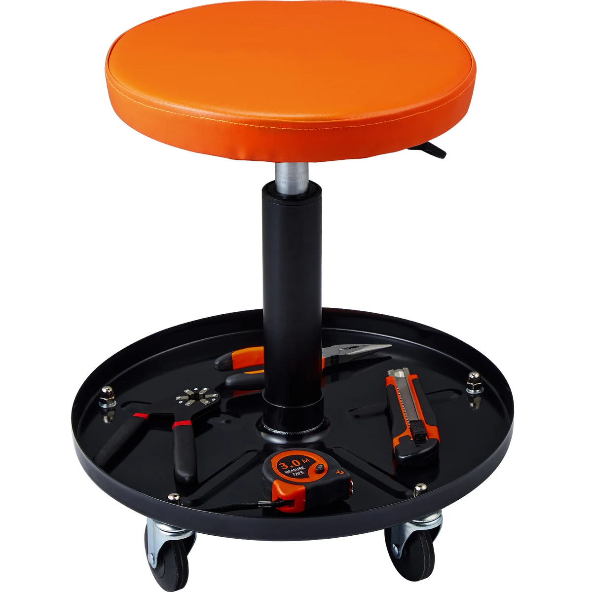Rolling Mechanic Stool, Pneumatic Height-Adjustable Seat with Tray – image 9