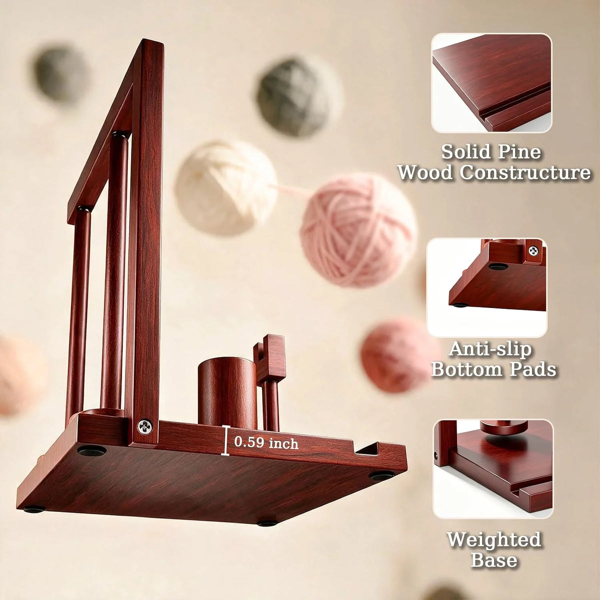 Wooden Yarn Holder with Double Magnetic Spindles for Crocheting – image 8