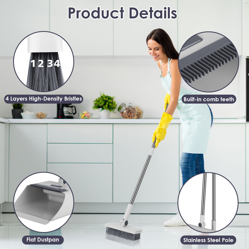 Broom and Dustpan Set – 4-in-1 Upright with Squeegee – image 4