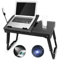 Foldable Laptop Bed Tray with Cooling Fan, LED Light and USB Ports – image 1