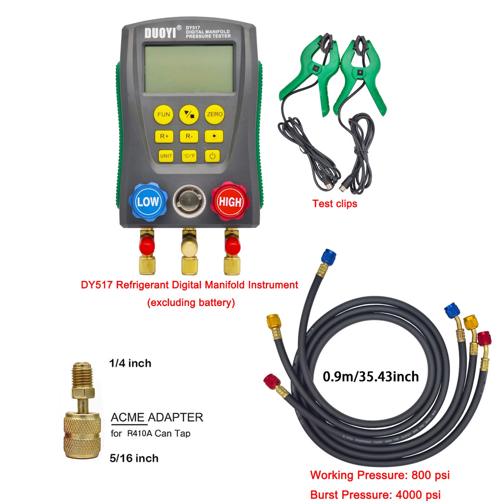 HVAC Digital Manifold Gauge, Dual Pressure & Temp, 93 Refrigerants – image 9