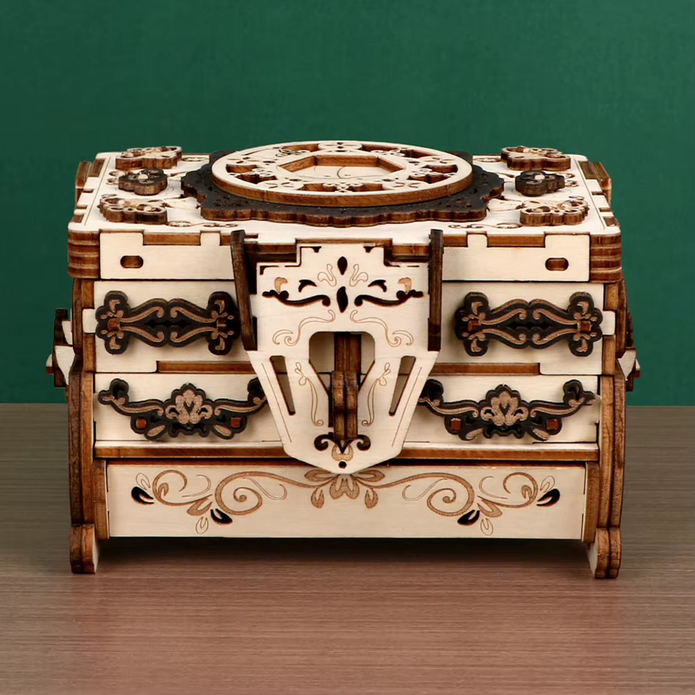 3D Wooden Puzzle Jewelry Box - DIY Carved Vintage Keepsake Box Kit – image 3