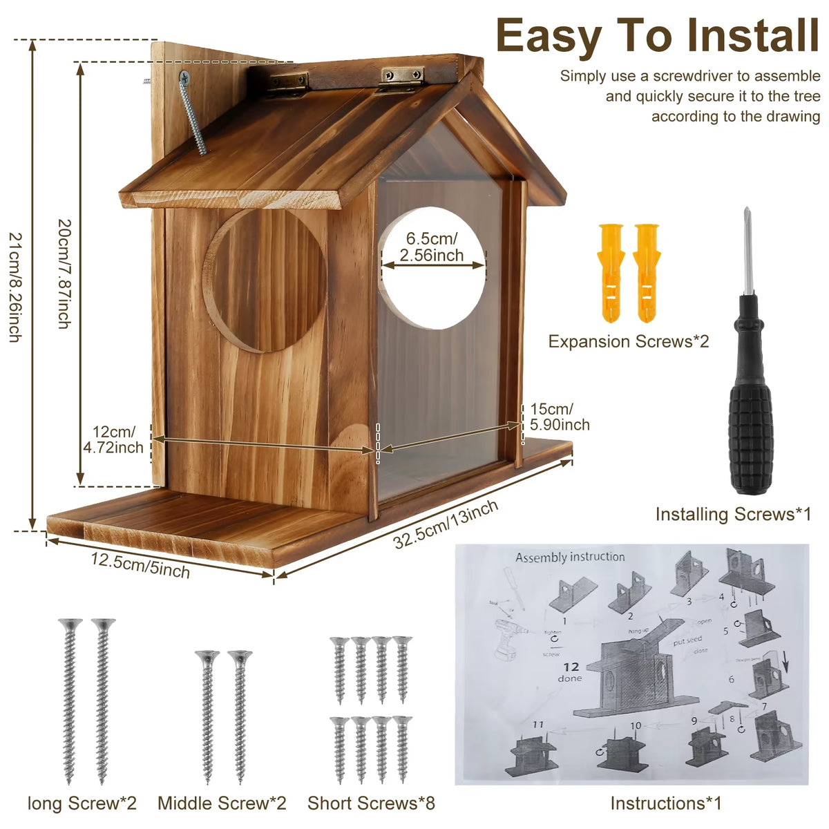 Wooden Squirrel Feeder House with Roof, Large Capacity Feeding Station – image 4