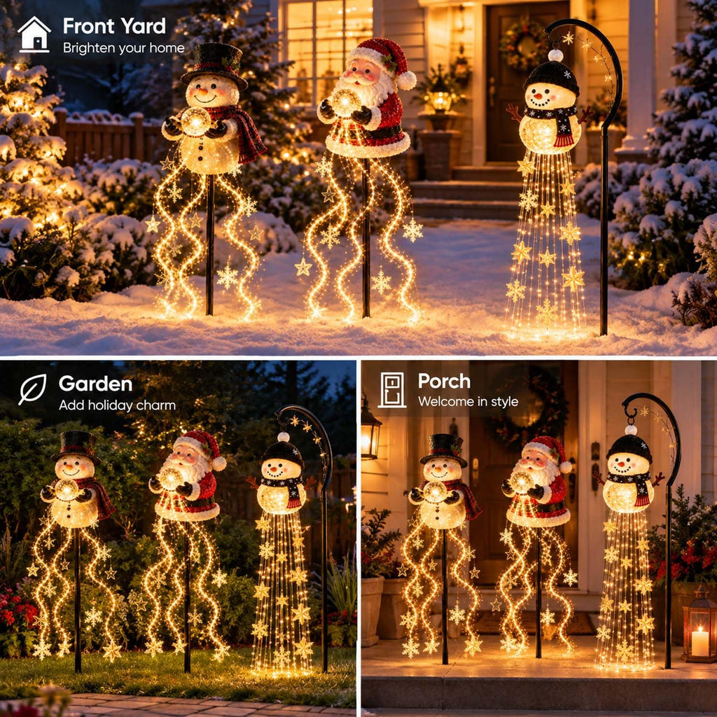 Solar Snowman Fountain Light - Cascading Snowflake LED Yard Stake – image 6