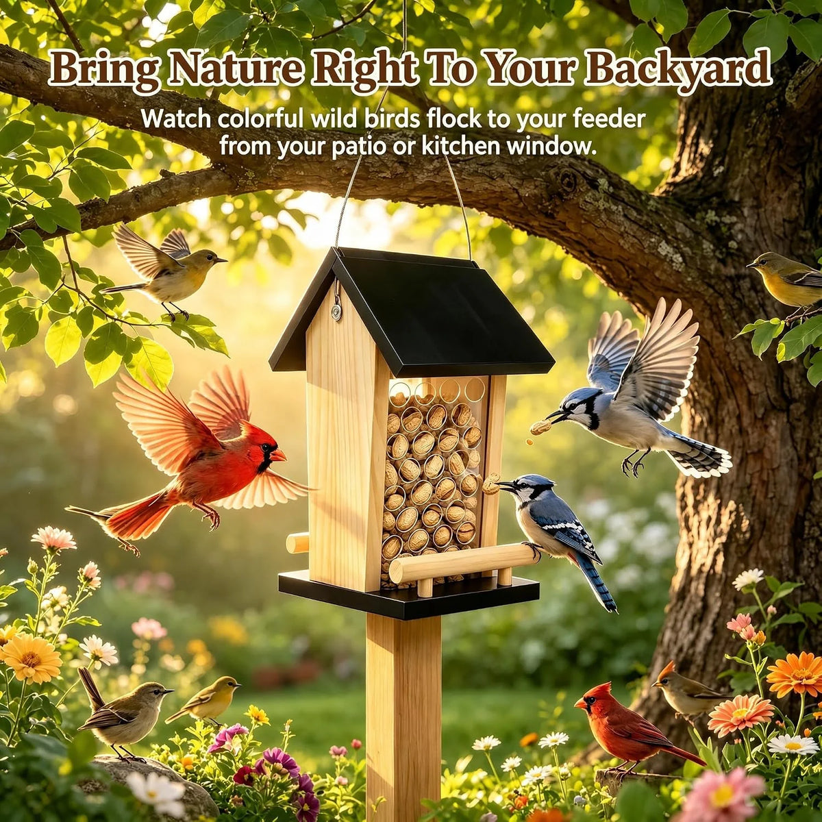 Peanut Bird Feeder - Solid Wood Hanging Feeder for Crows & Jays – image 6