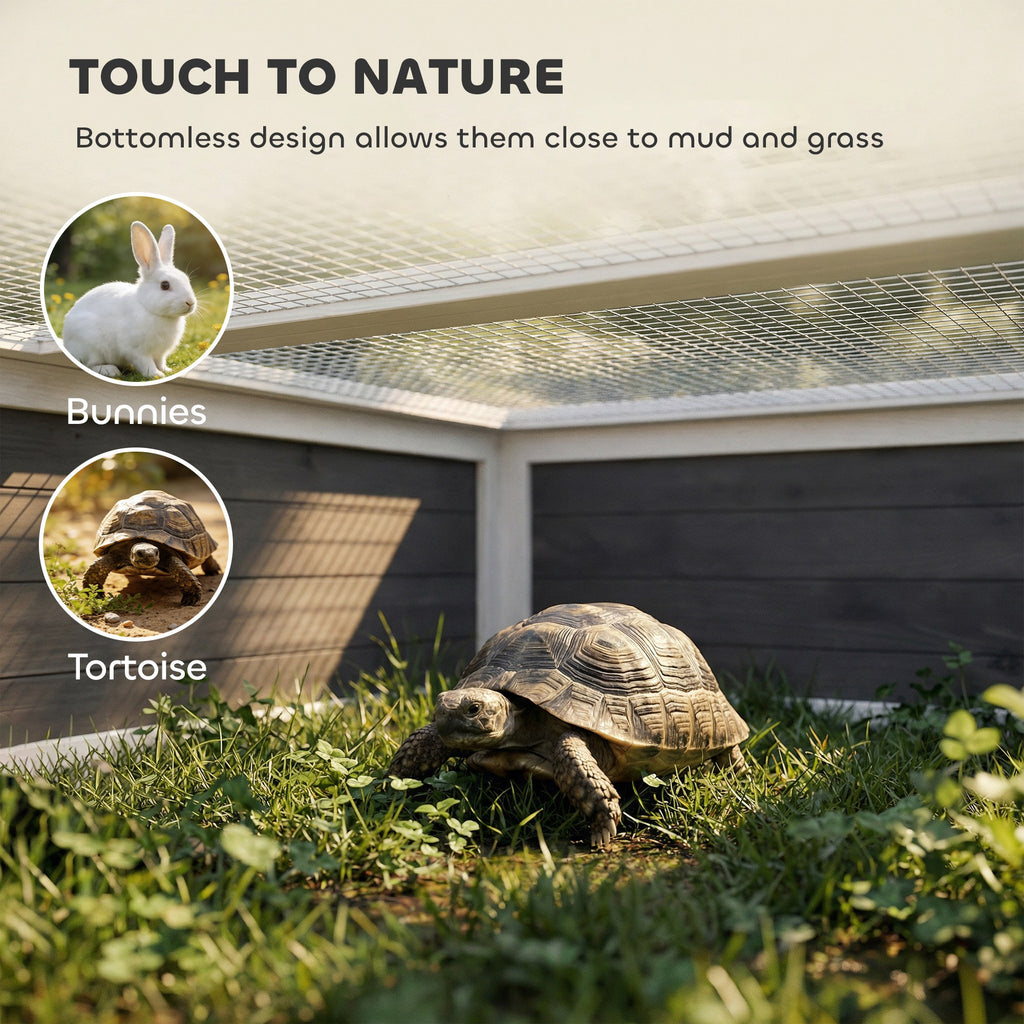 Wooden Tortoise House with Run Area, Openable Top and Clear Window – image 5
