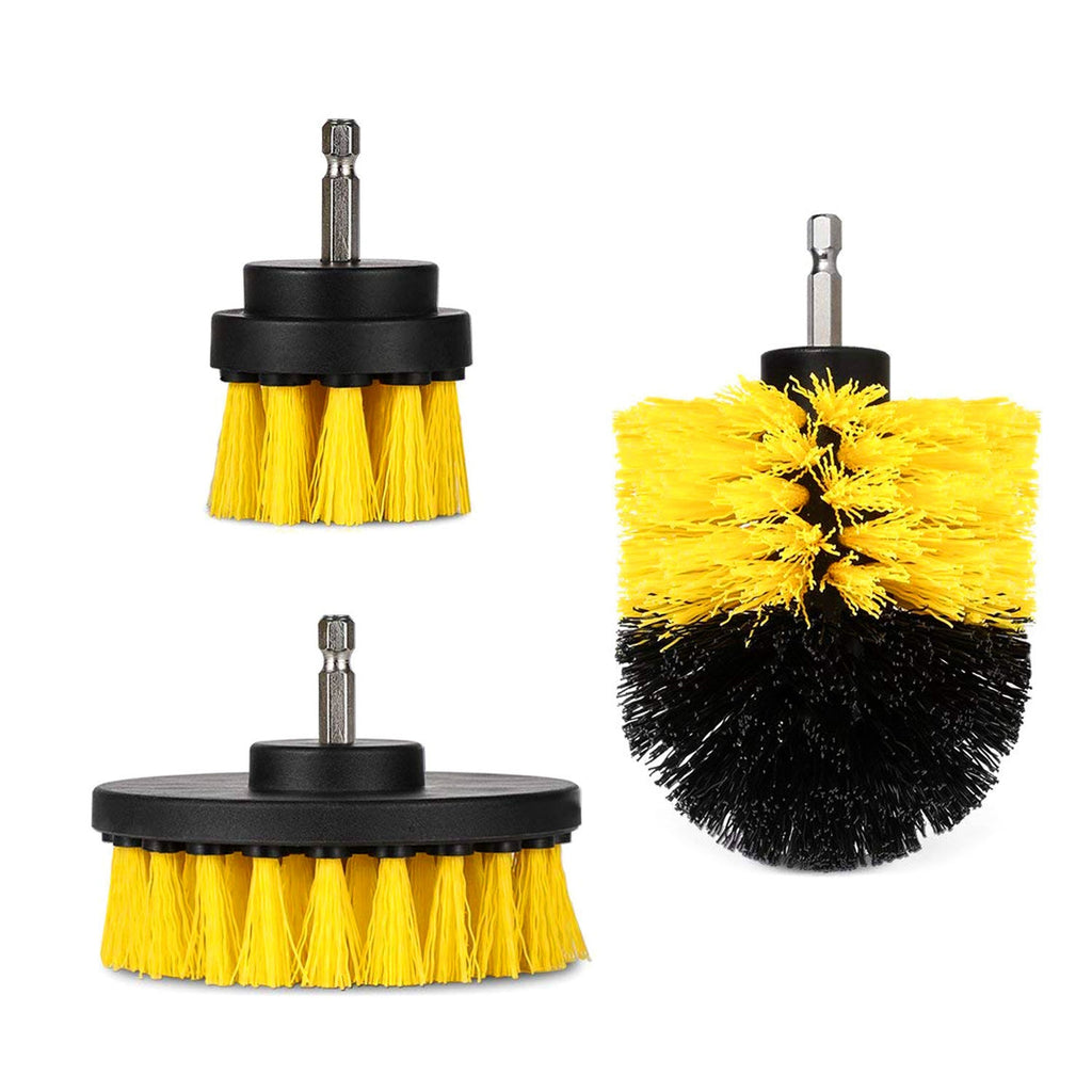 Drill Brush Attachment Set – 3 Pc Power Scrubber Cleaning Brushes