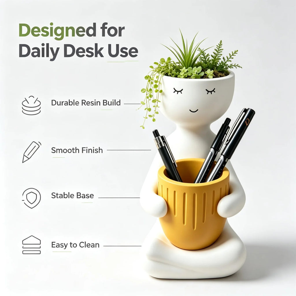Cute Face Planter Pot, Succulent Planter & Desk Pen Holder – image 6