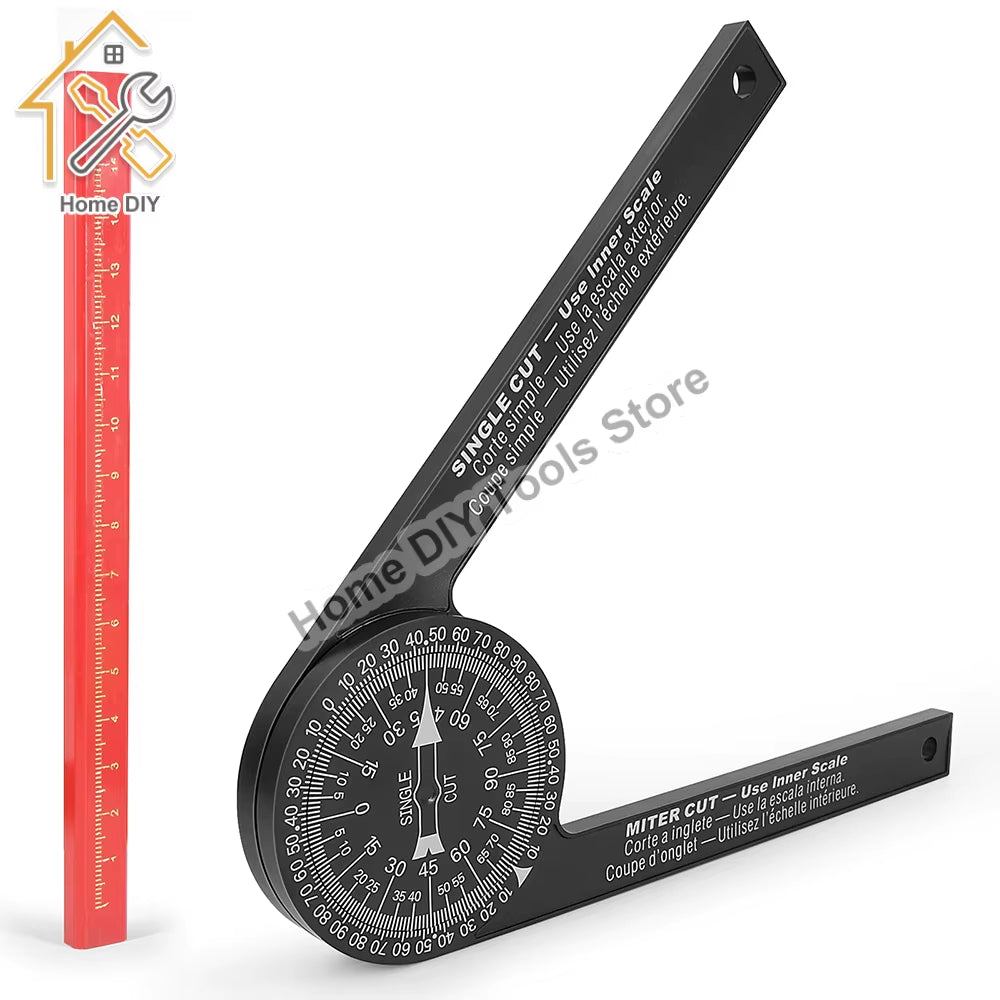 Miter Saw Protractor with Level - 360 Degree Carpenter Angle Finder