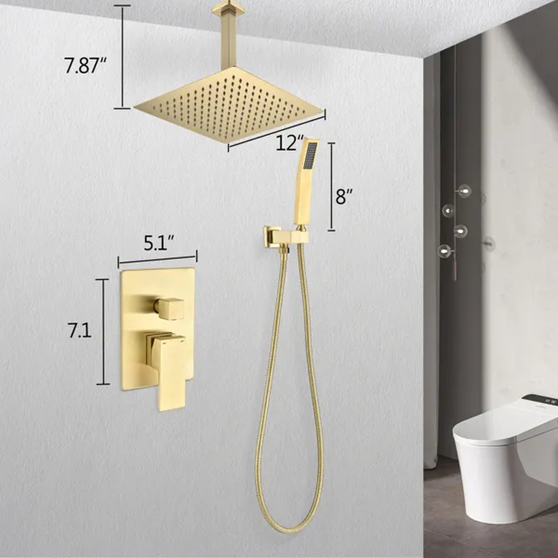Ceiling-Mount Shower System with 12 in Square Rain Head and Handheld – image 9