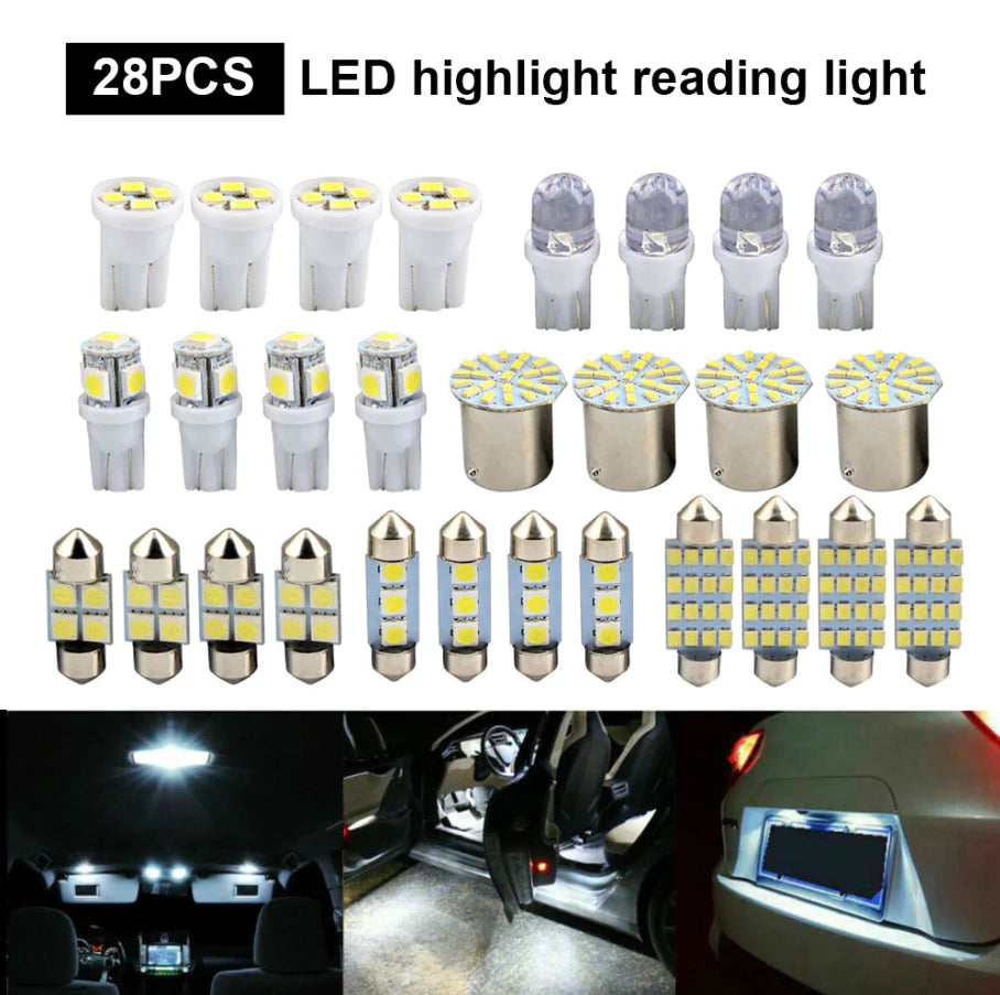 Car Interior LED Bulb Kit, 28 Pieces, 6000K White – image 2