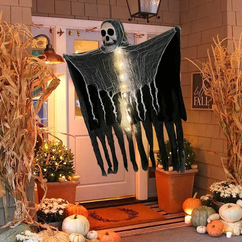 32 in Hanging Skeleton Ghost Halloween Decoration with LED Lights – image 5
