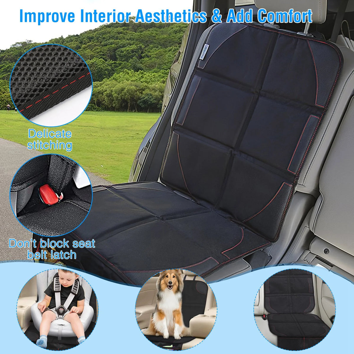 Car Seat Protector 2 Pack Padded Mat with Mesh Storage Pockets – image 2