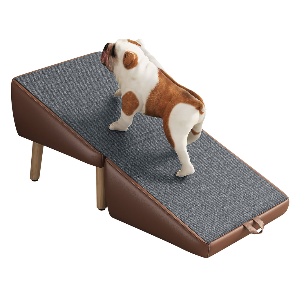 Dog Stairs and Ramp 2-in-1, Wooden Ottoman Pet Steps for Couch, Brown – image 8