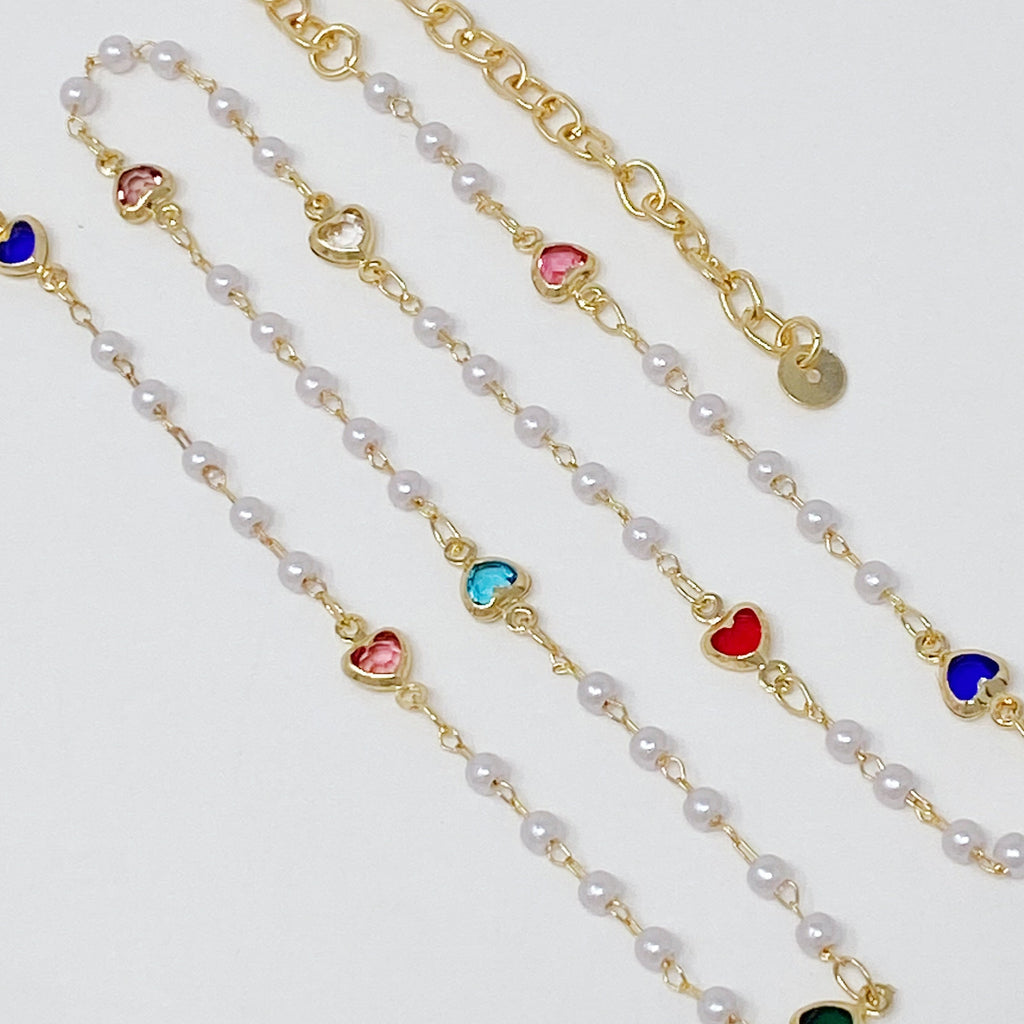 Pearl Chain Necklace – Mini Heart Accents, 16 in – image 6