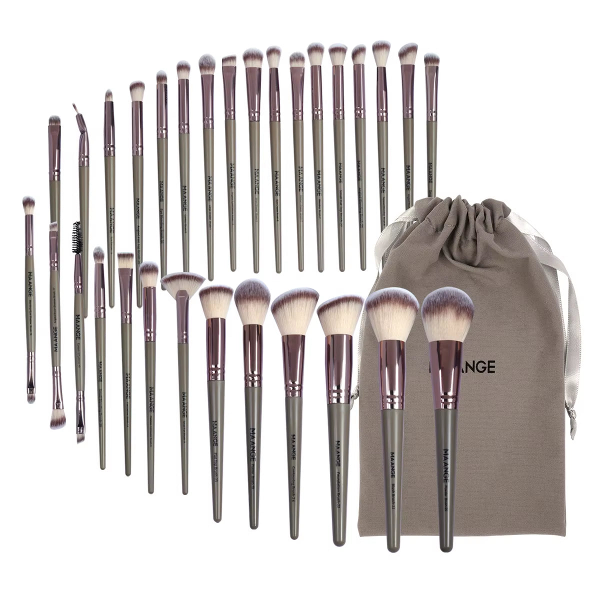 30-Piece Professional Makeup Brush Set with Travel Bag