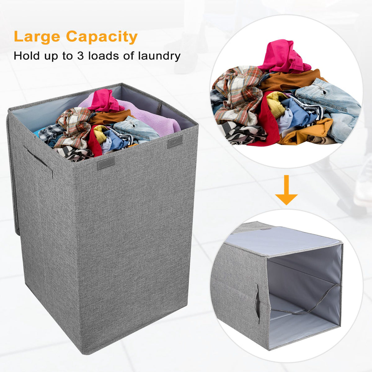Laundry Hamper with Lid Foldable, Large Clothes Basket