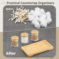 Cotton Swab Holder Set - 3 Acrylic Jars with Wood Tray