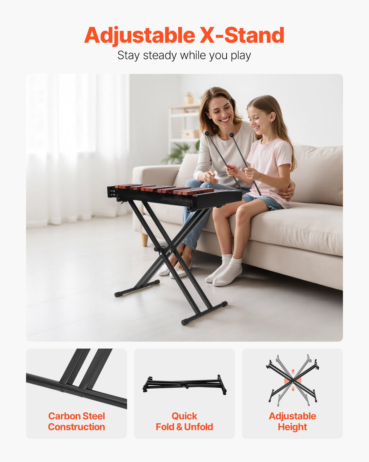 32-Note Wooden Glockenspiel Xylophone with Adjustable Stand – image 5