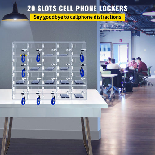 20-Slot Clear Acrylic Cell Phone Locker with Keys, Classroom Office – image 2