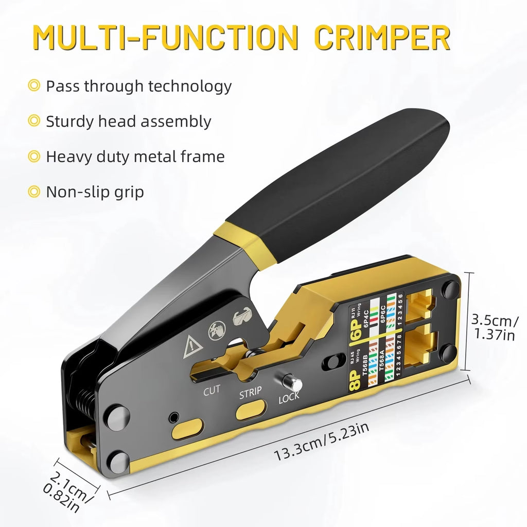 RJ45 Crimp Tool – Pass-Through Ethernet Crimper for Cat5e/Cat6 – image 6