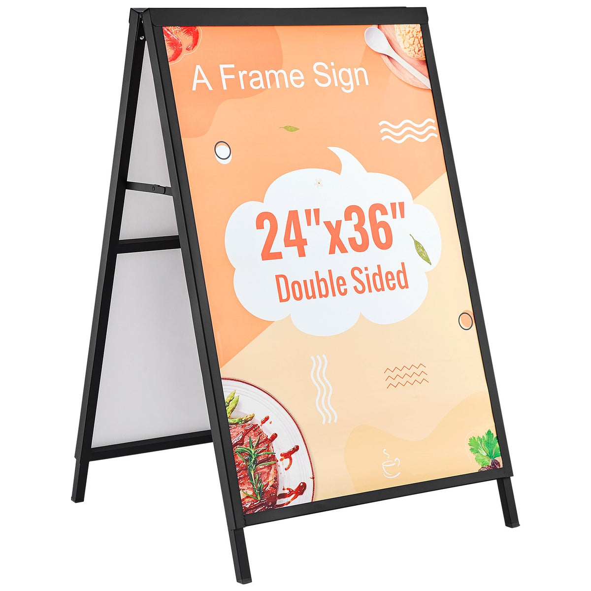A-Frame Sidewalk Sign, 24 x 36 Inch Double-Sided Steel Sandwich Board – image 2