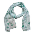 Skinny Scarf, Lightweight Sheer White Printed Scarf, 60 x 11 in
