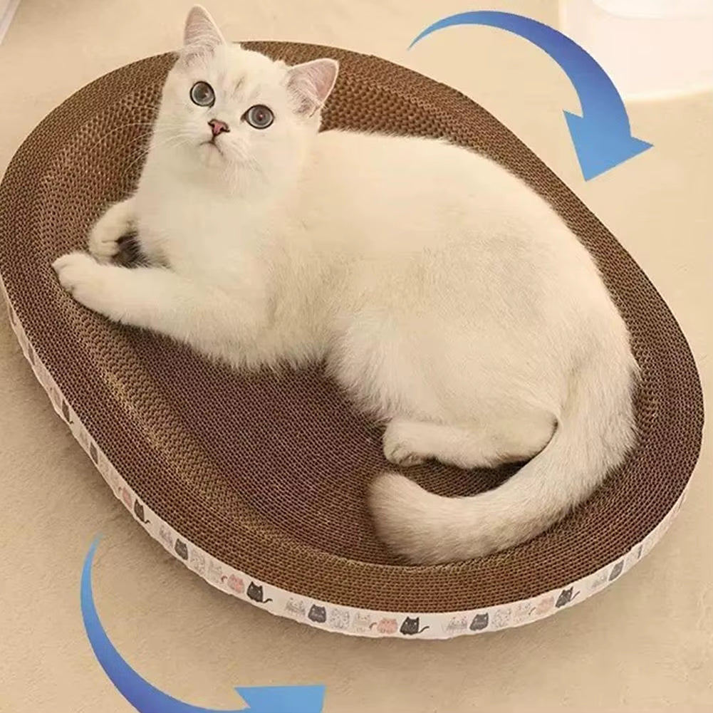 Cardboard Cat Scratcher Bed - Oval Corrugated Scratch Lounge – image 4