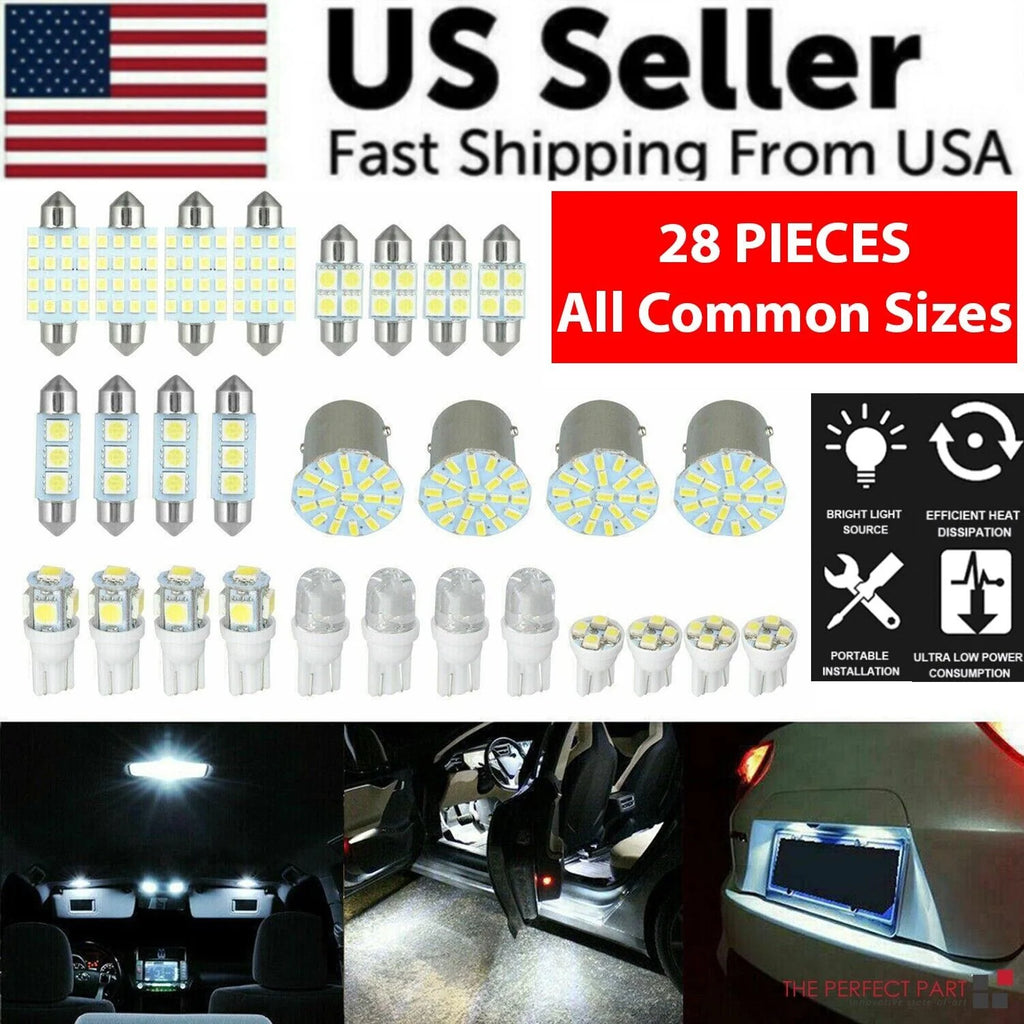 Car Interior LED Bulb Kit, 28 Pieces, 6000K White