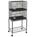 Double Stackable Bird Cage with Rolling Stand for Canaries, Black – image 1