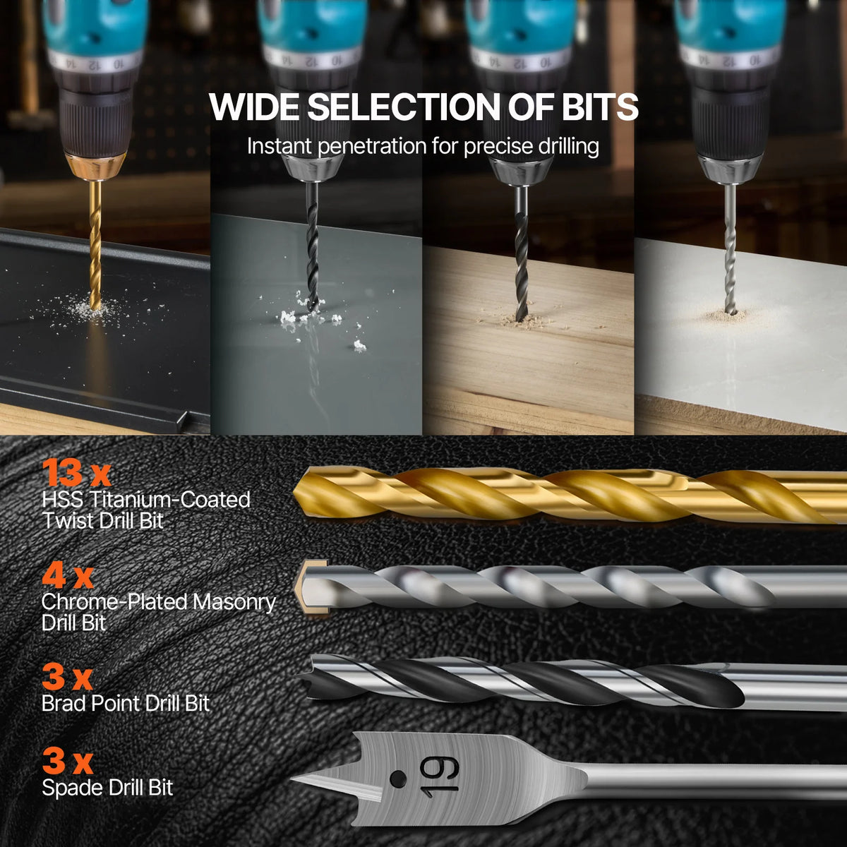 Drill and Driver Bit Set 70 Pieces for Wood Metal Masonry – image 3