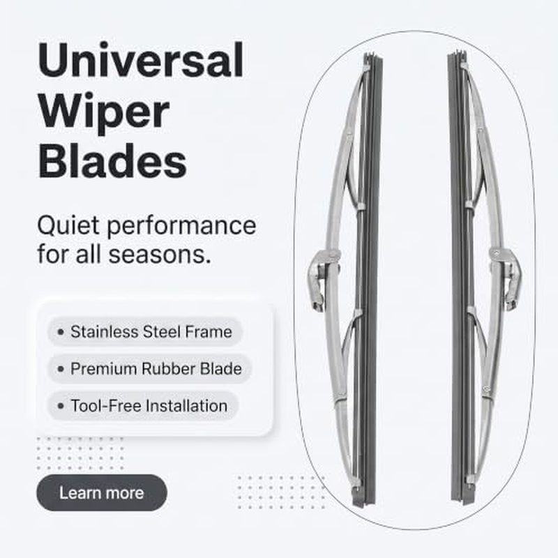 Stainless Steel Wiper Blade 12 in, Universal Windshield Wiper for Cars – image 2