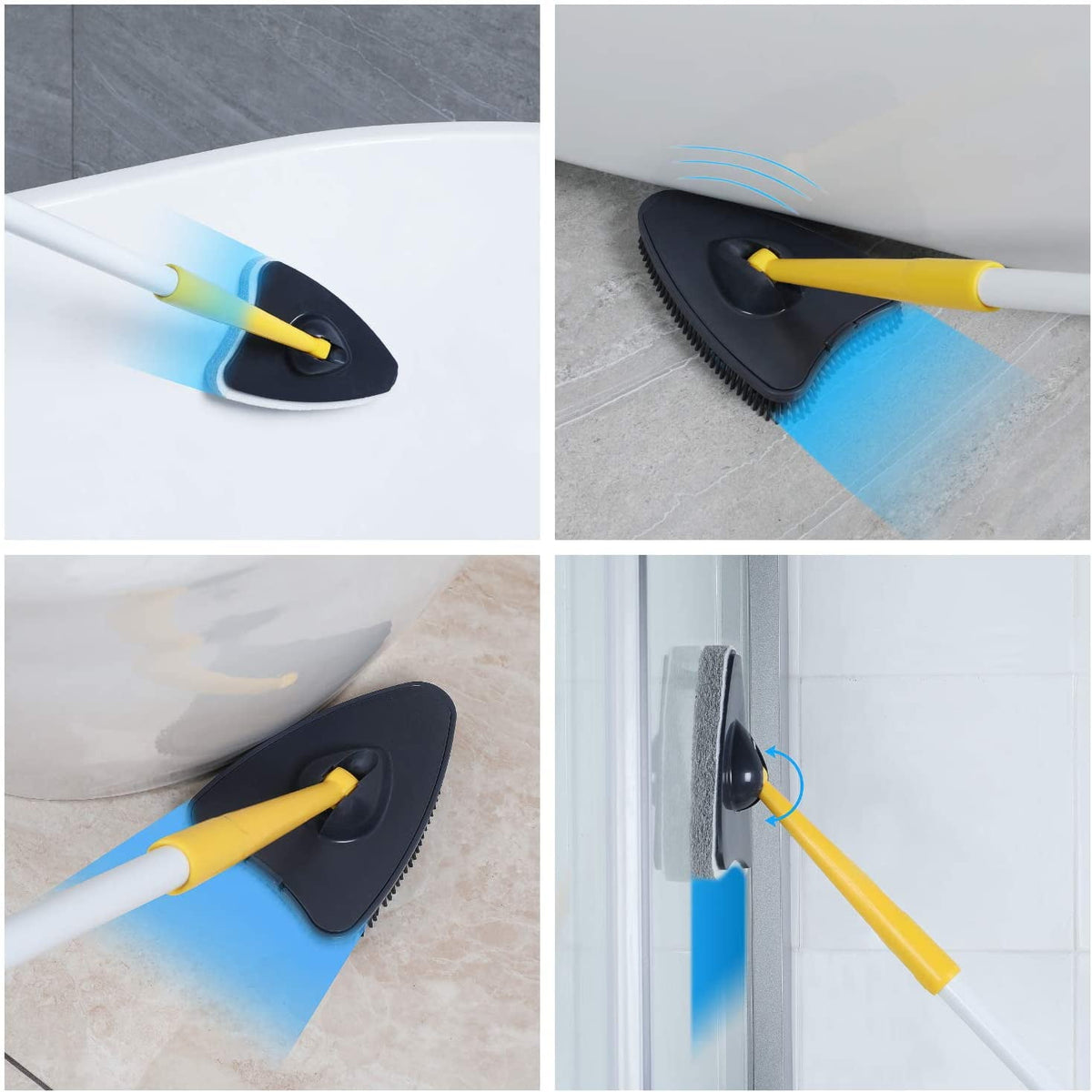 Tub Tile Scrubber Brush, 2-in-1 with 50 in Pole and Scouring Pads – image 4