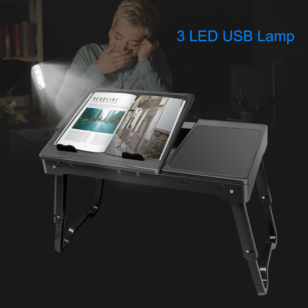 Foldable Laptop Bed Tray with Cooling Fan, LED Light and USB Ports – image 6