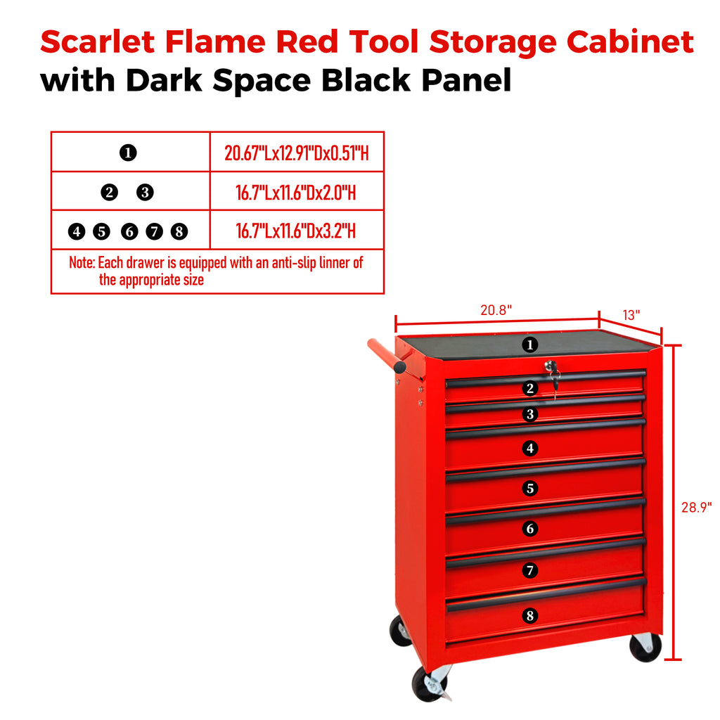 Rolling Tool Chest 7-Drawer Steel Cabinet with Ball-Bearing Slides – image 7