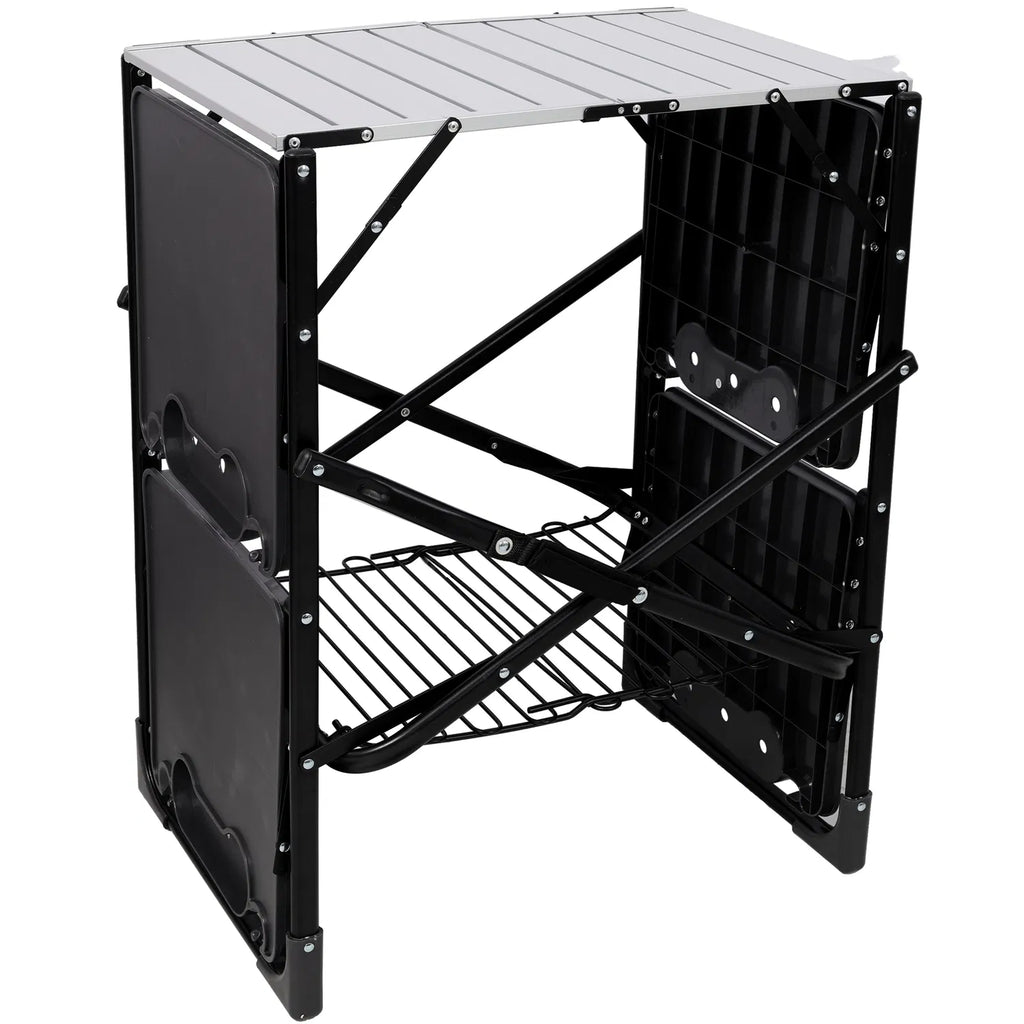 Folding Camp Kitchen Prep Station with Side Shelves and Storage Rack – image 3