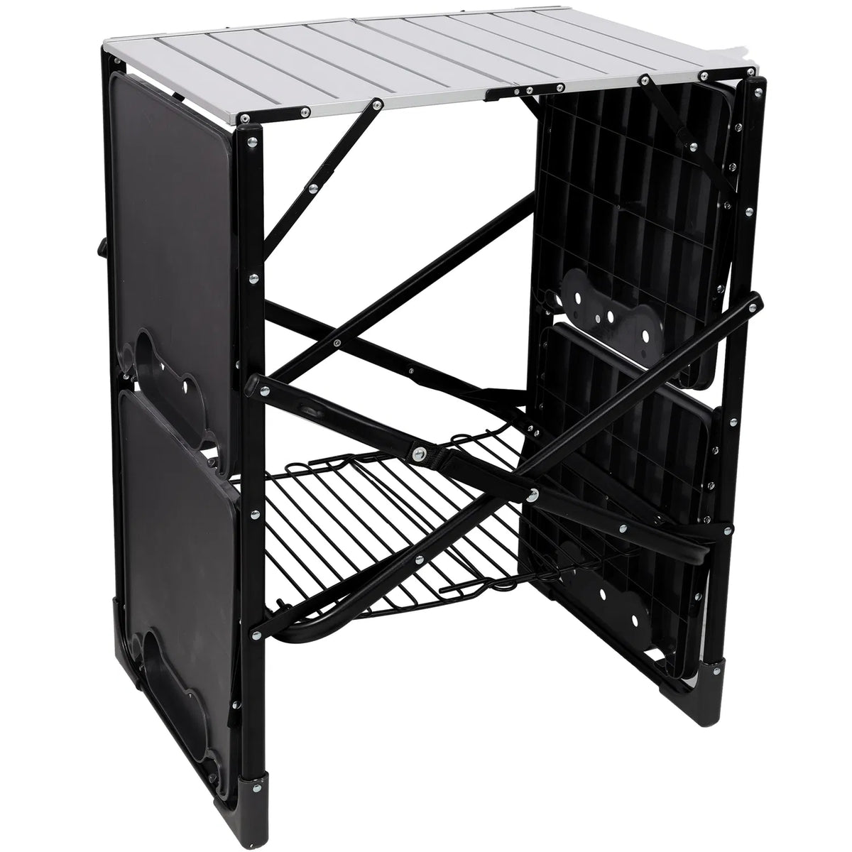 Folding Camp Kitchen Prep Station with Side Shelves and Storage Rack – image 3