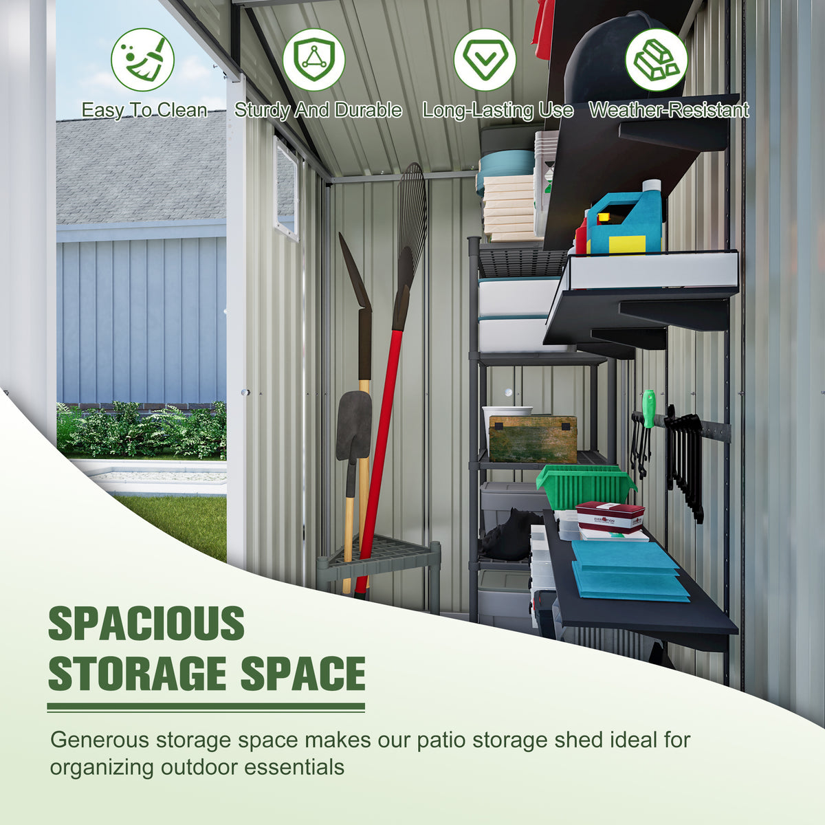 Metal Storage Shed 6 x 4 ft, Lockable Steel Outdoor Tool Shed – image 3