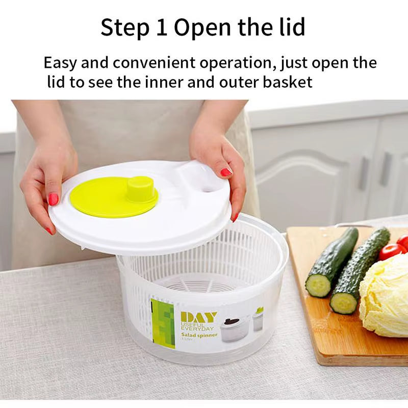 Salad Spinner - Double Layer Lettuce Dryer with Drain Port – image 3