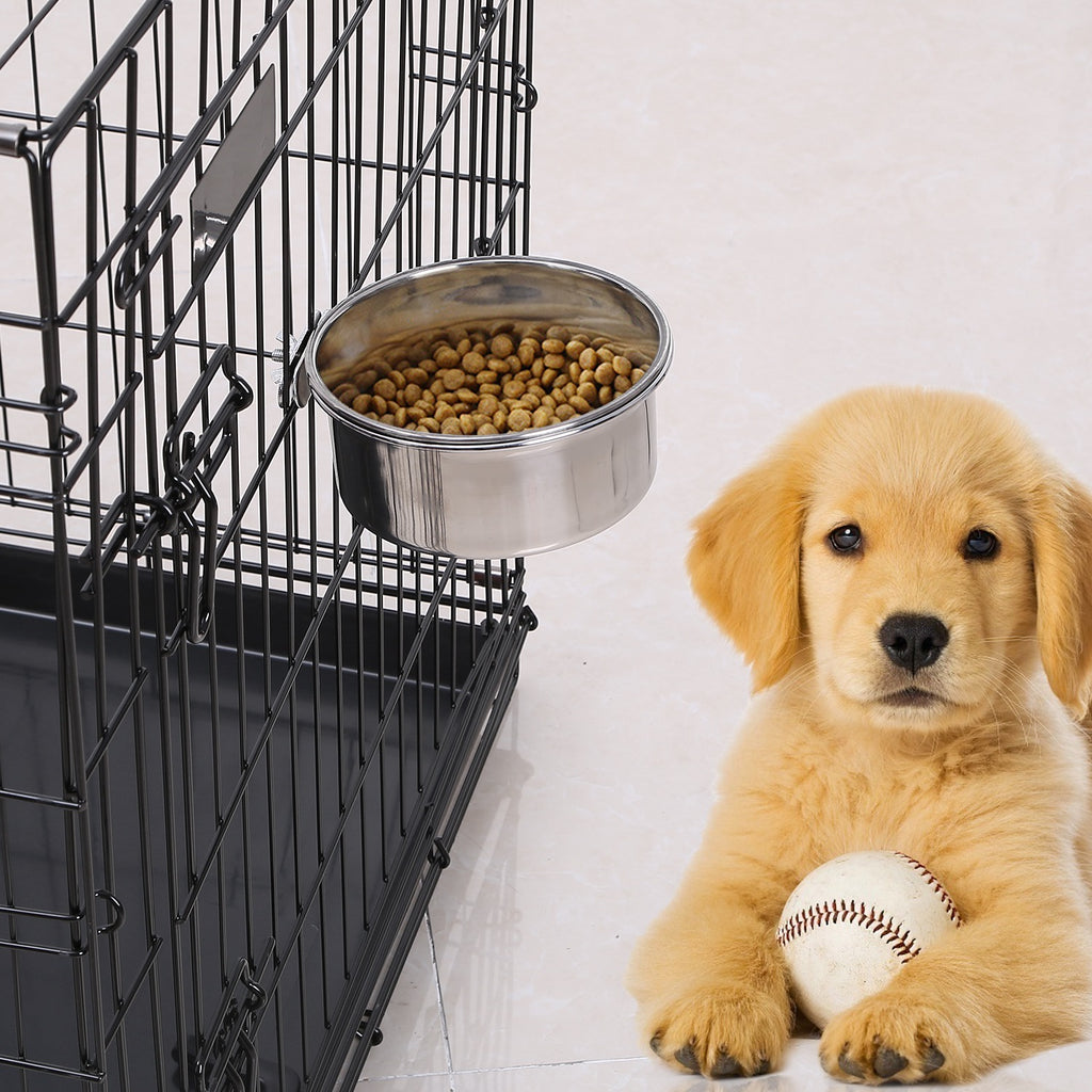 Dog Bowl for Crates, Stainless Steel Hanging Bowl with Clamp, M – image 9