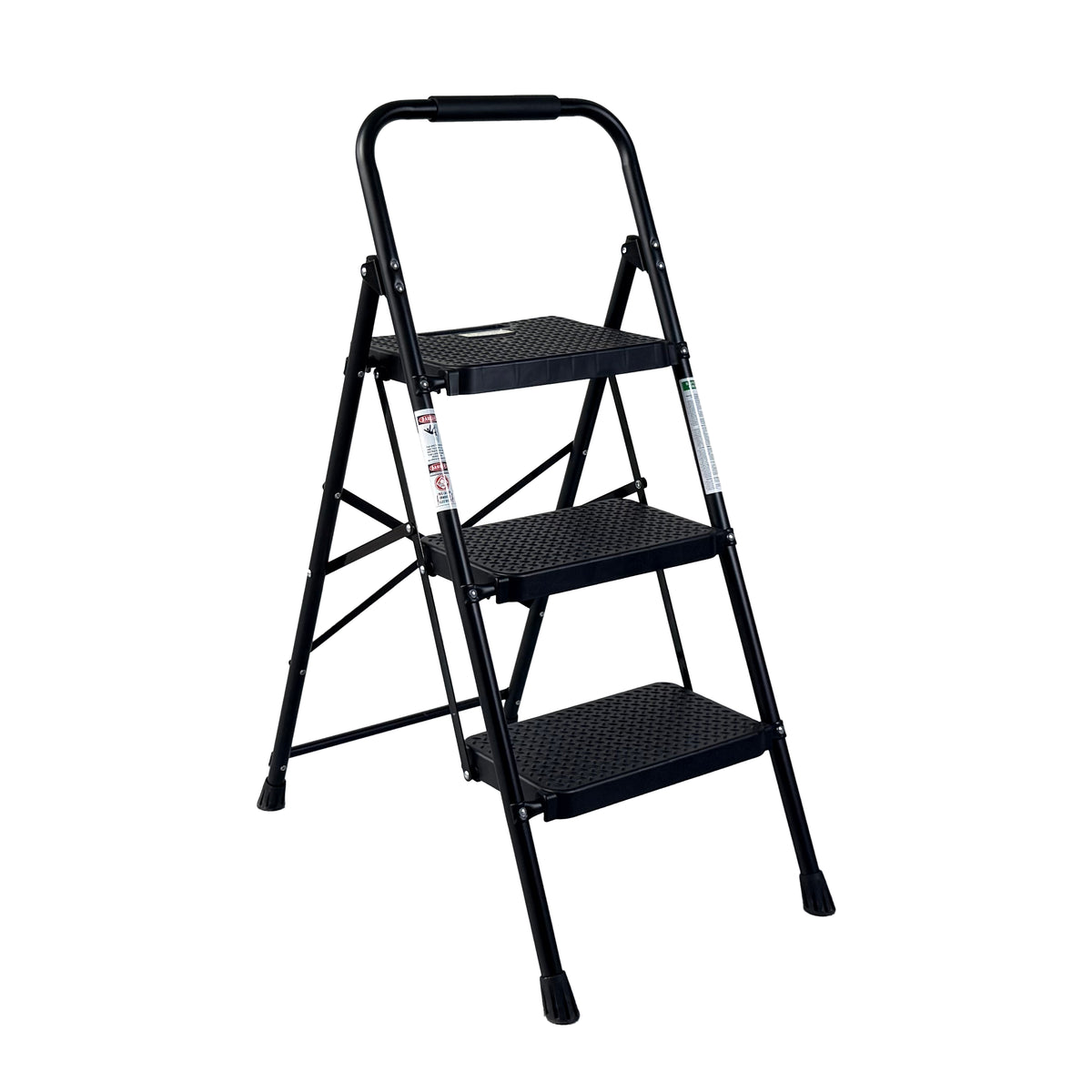 3 Step Ladder, Folding Steel Step Stool with Wide Anti-Slip Pedals – image 2