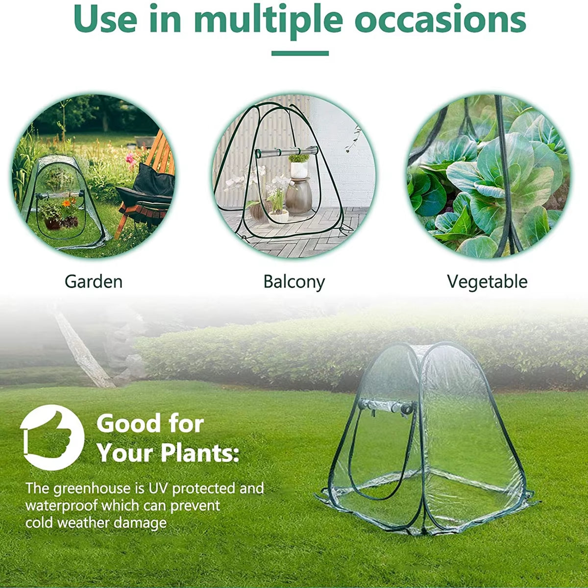 Pop-Up Mini Greenhouse Cover for Potted Plants, PVC & Steel – image 5