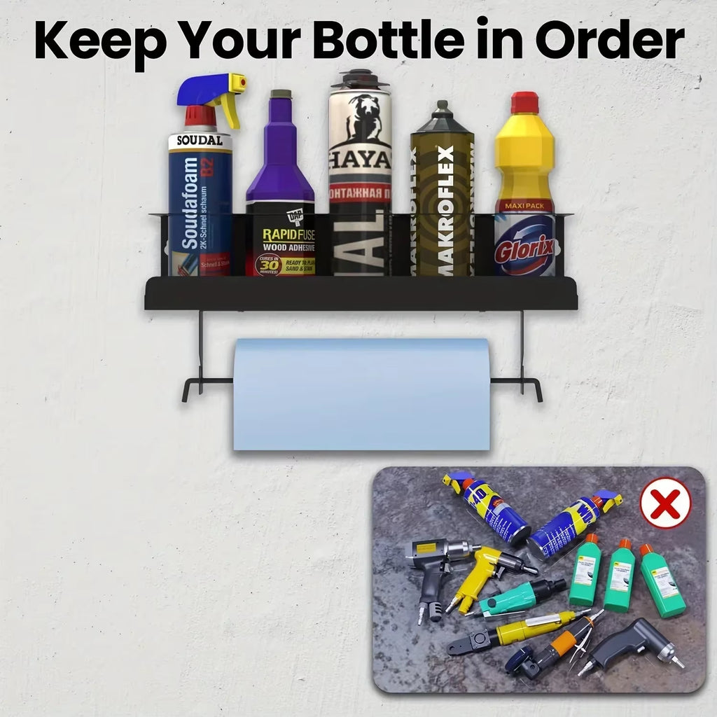 Wall Mount Spray Can Holder Rack, Steel Garage Bottle Organizer – image 6
