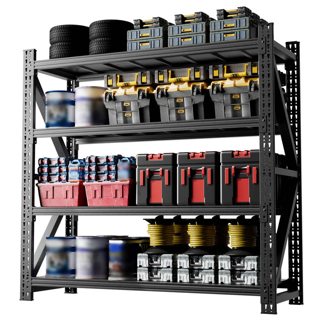 5000LBS Industrial Shelving for Warehouse, Heavy Duty Metal Adjustable Garage Shelves 69 H X 71 W X 23.7 D 5000LBS Storage Unit, Black